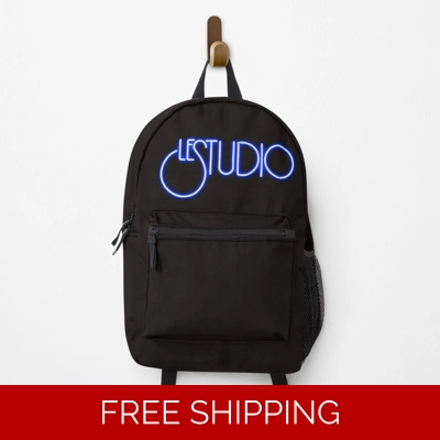 Le Studio Backpack A Black White & Blue Logo